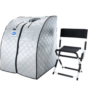Low EMF Negative Ion Indoor Sauna with Chair - Silver