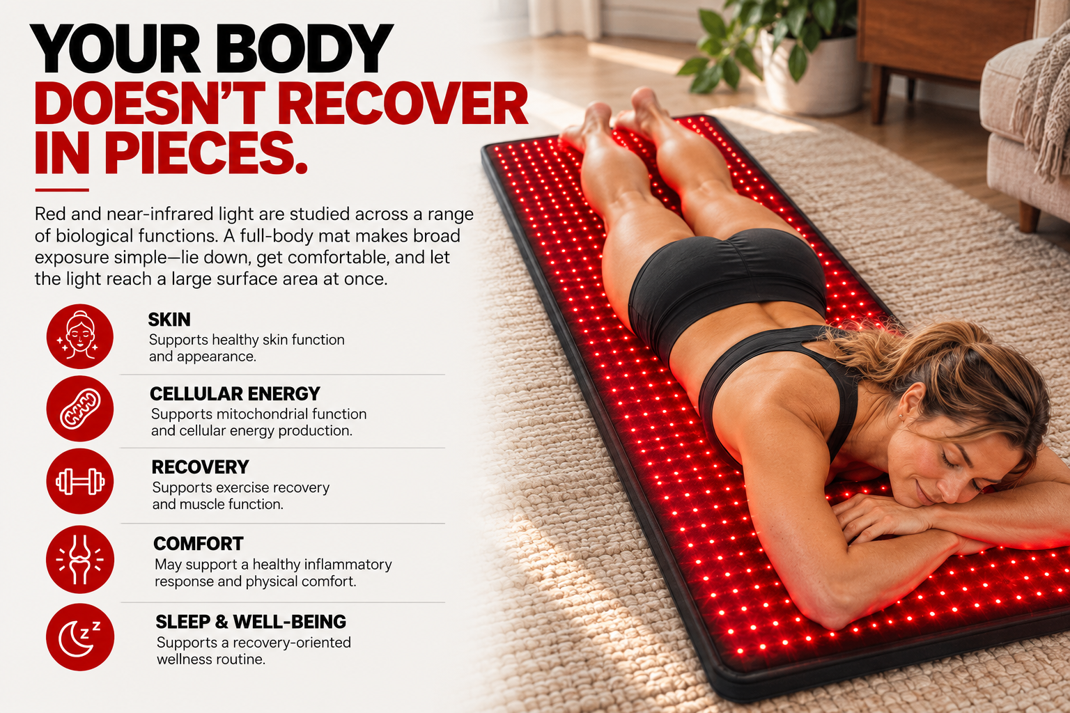 FullGlow™ 180 Full Body Red Light & Near Infrared Mat